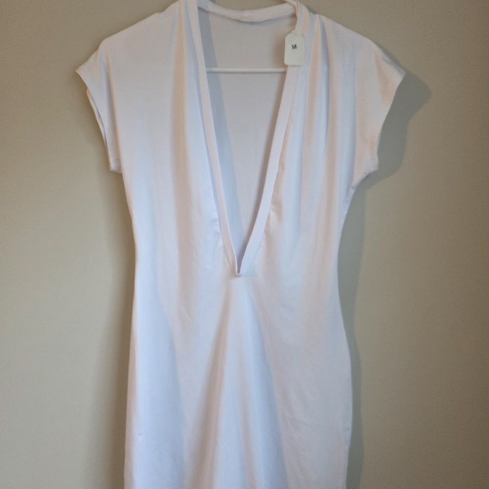 White V-Neck Dress